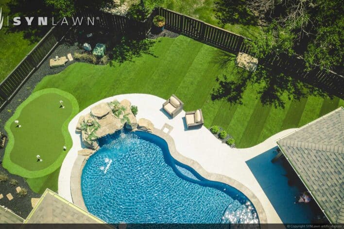 SYNLawn Wyoming residential backyard artificial grass golf putting green