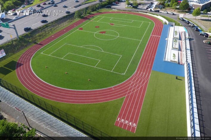 SYNLawn Wyoming sports agility artificial grass with running track and field